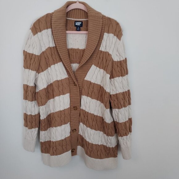 Lands' End Size 1X Cotton Cable Knit Button Down Cardigan Sweater - Picture 13 of 13